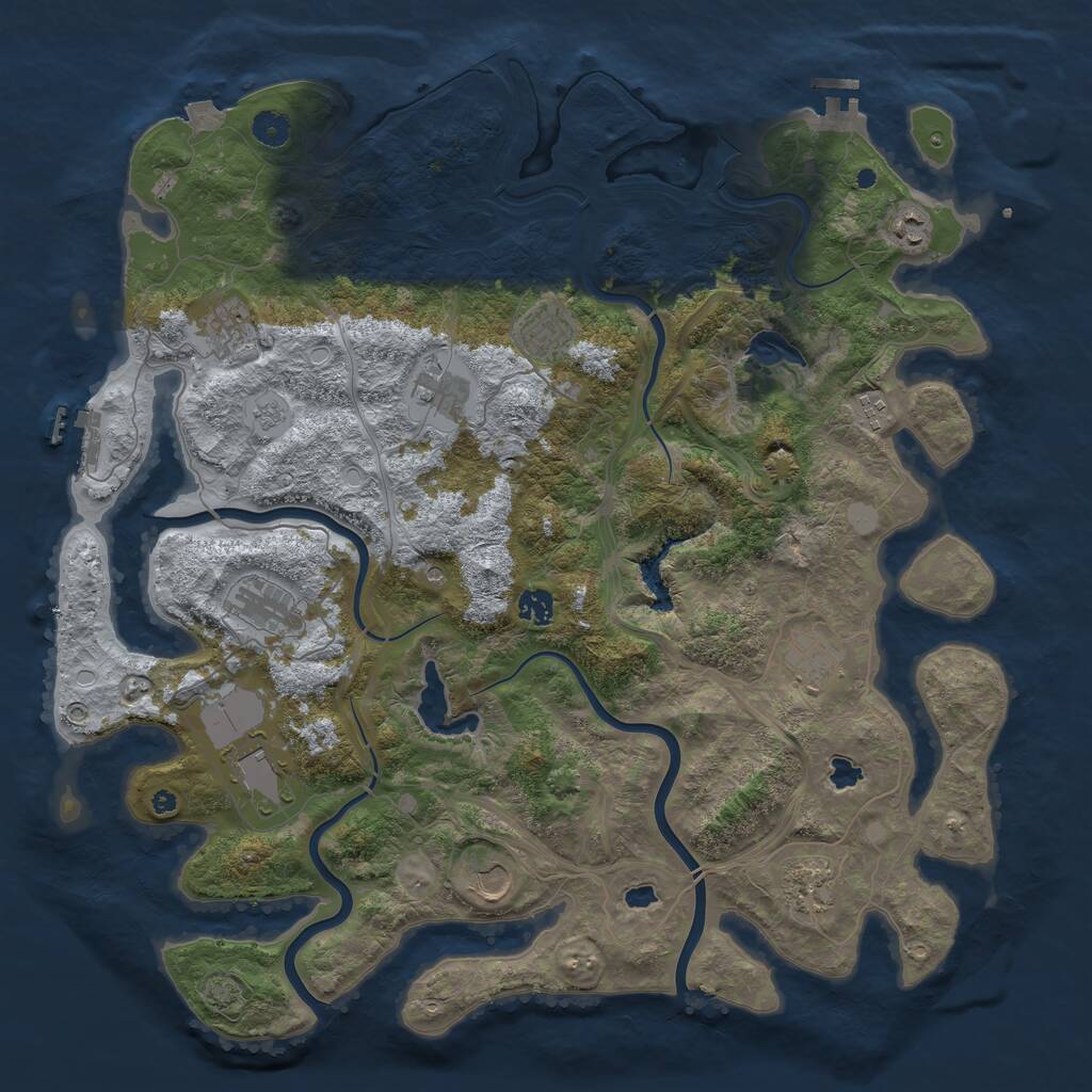 Rust Map: Procedural Map, Size: 4500, Seed: 986978427, 17 Monuments