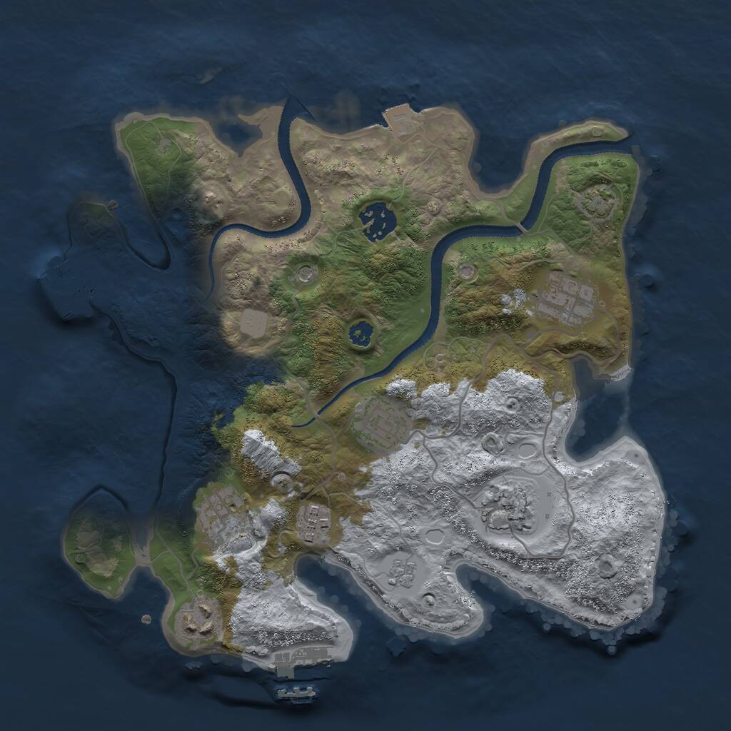 Rust Map: Procedural Map, Size: 3000, Seed: 85656, 13 Monuments