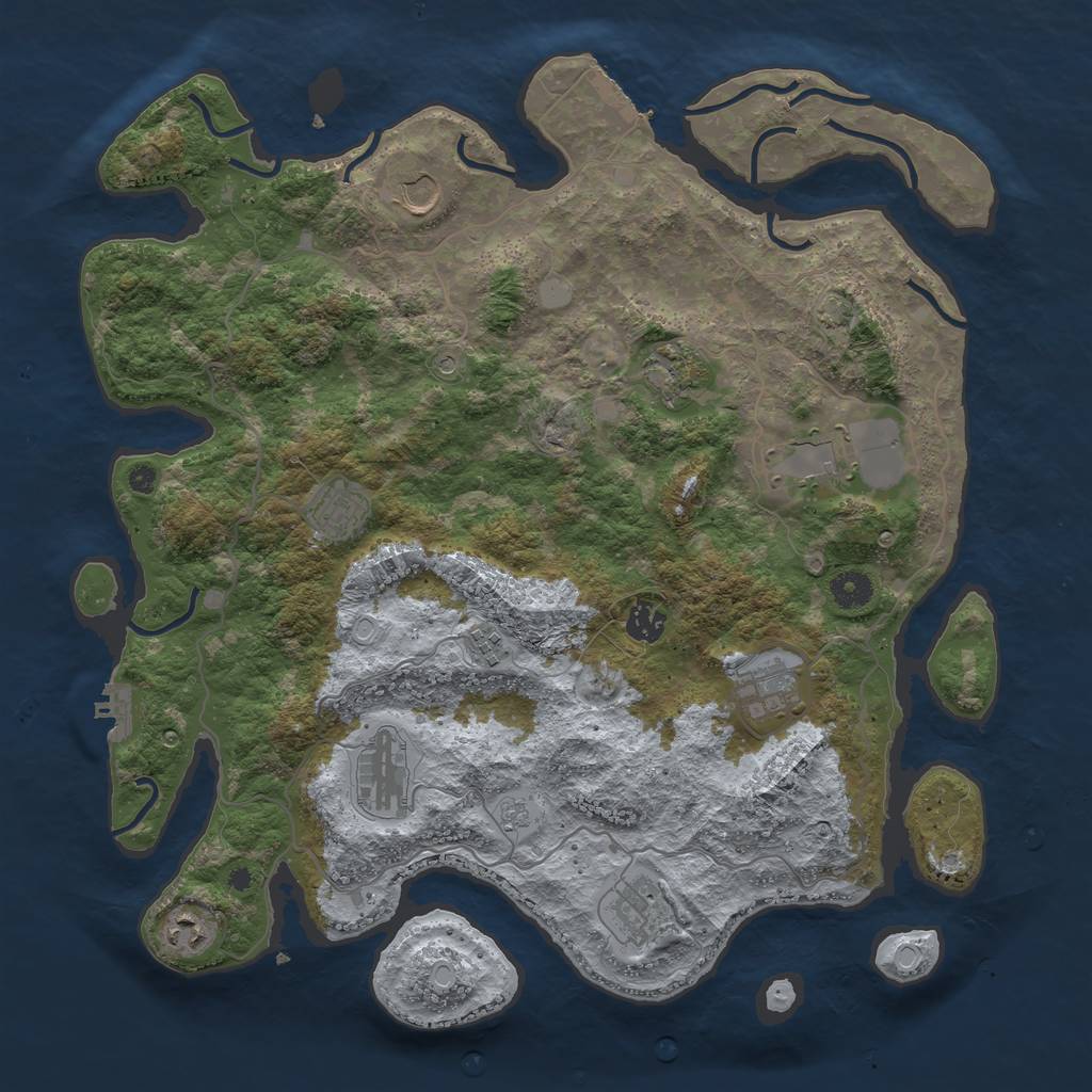 Rust Map: Procedural Map, Size: 4100, Seed: 49627184, 18 Monuments