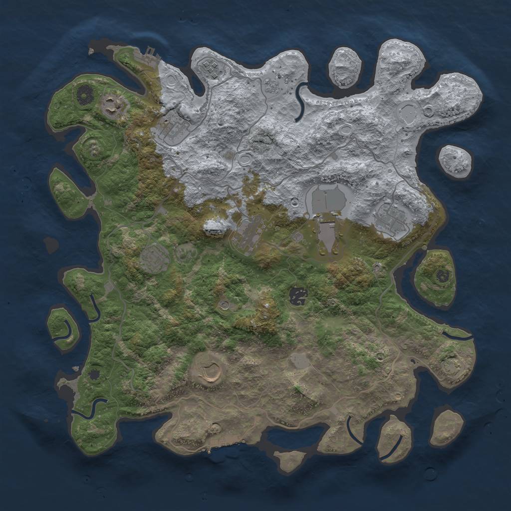 Rust Map: Procedural Map, Size: 4000, Seed: 71607642, 17 Monuments