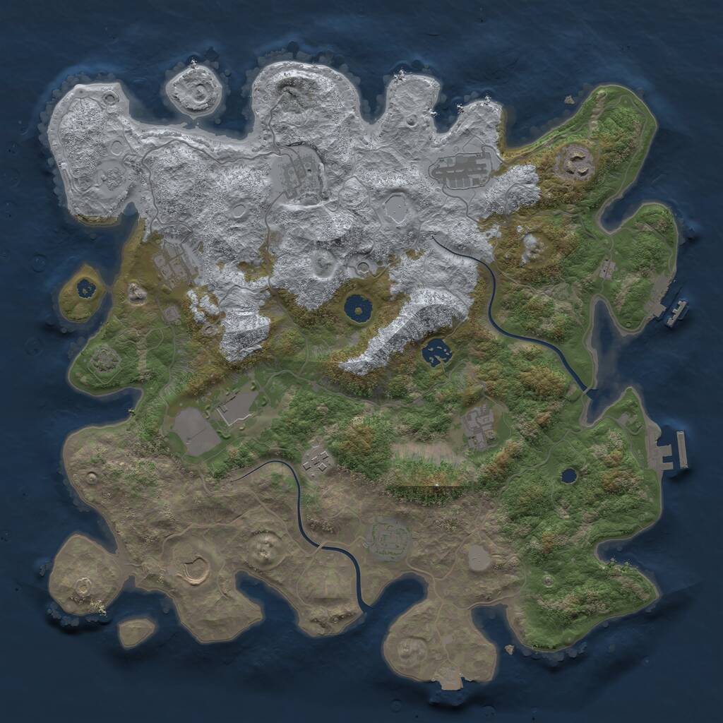 Rust Map: Procedural Map, Size: 3950, Seed: 91184674, 16 Monuments