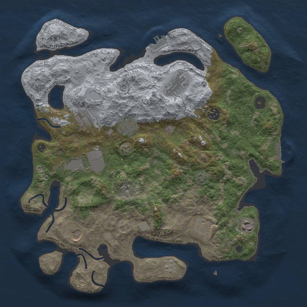 Rust Map: Procedural Map, Size: 3750, Seed: 32044886, 17 Monuments