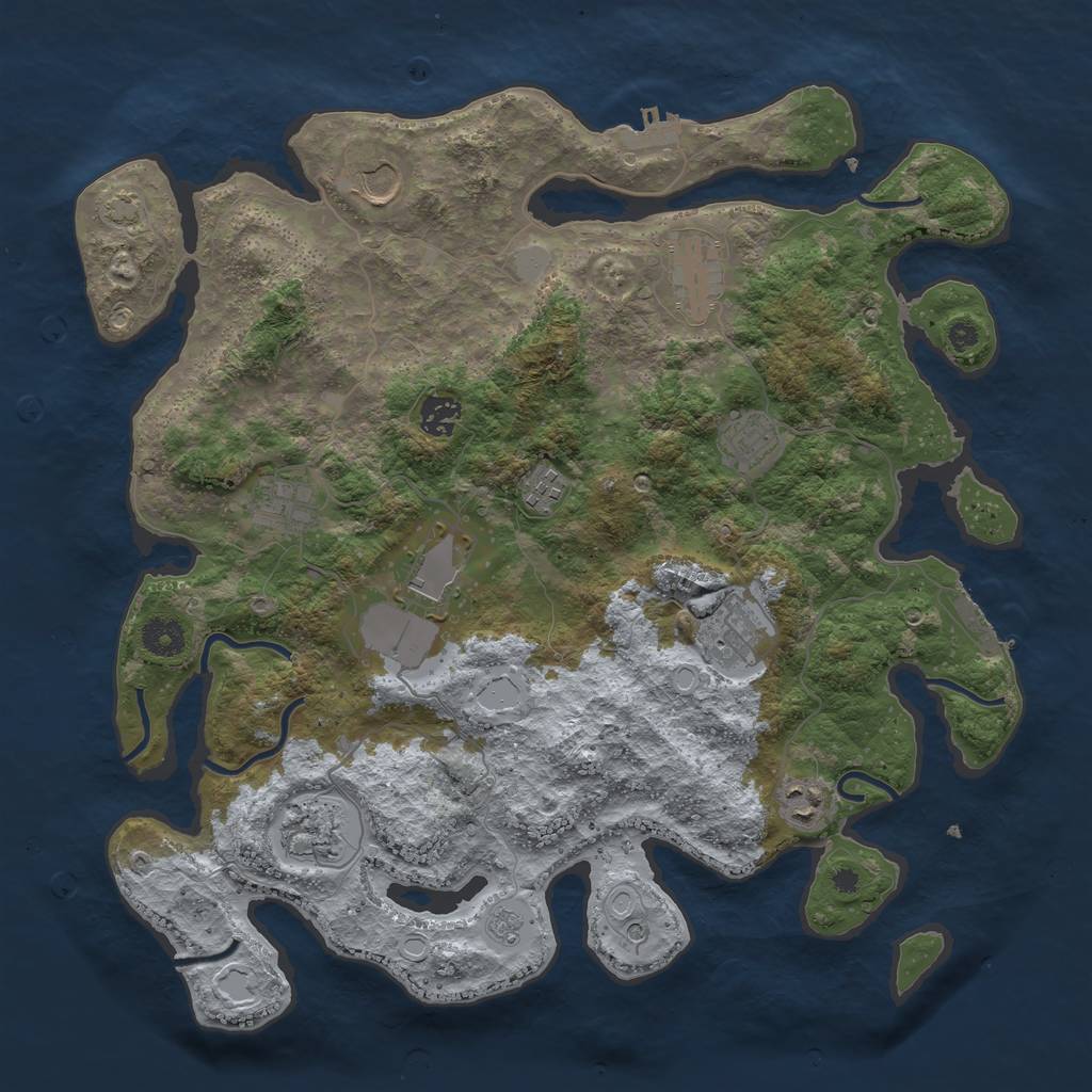 Rust Map: Procedural Map, Size: 3900, Seed: 65748469, 18 Monuments