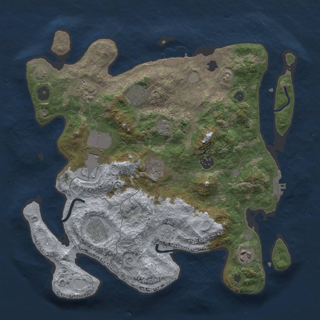 Rust Map: Procedural Map, Size: 3550, Seed: 92386386, 16 Monuments