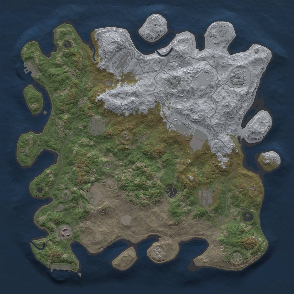 Rust Map: Procedural Map, Size: 4000, Seed: 23025930, 17 Monuments