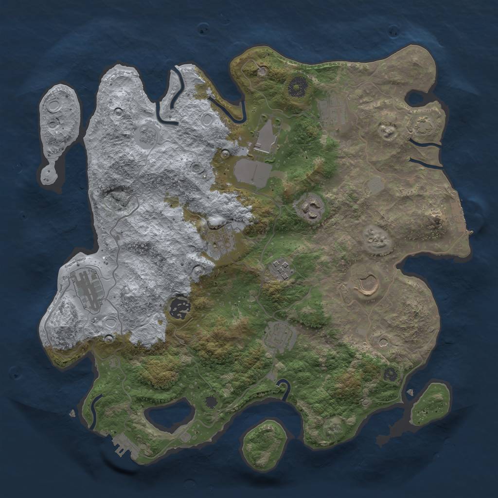 Rust Map: Procedural Map, Size: 3600, Seed: 76777044, 17 Monuments
