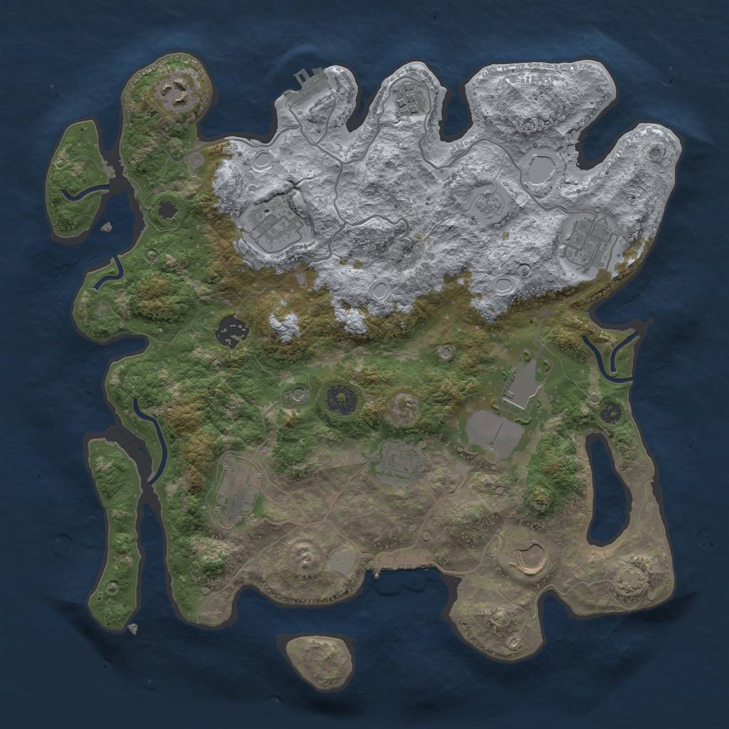 Rust Map: Procedural Map, Size: 3500, Seed: 4245810, 17 Monuments