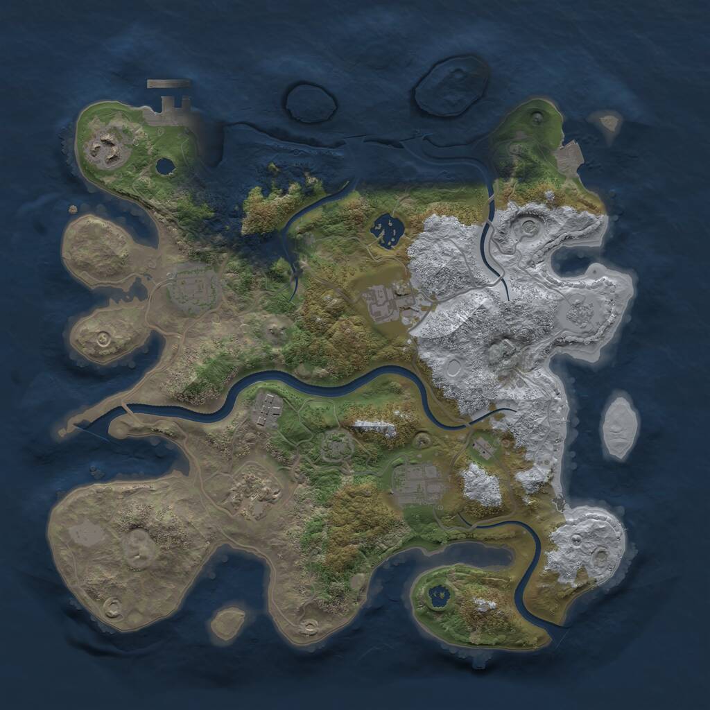 Rust Map: Procedural Map, Size: 3300, Seed: 790399112, 12 Monuments