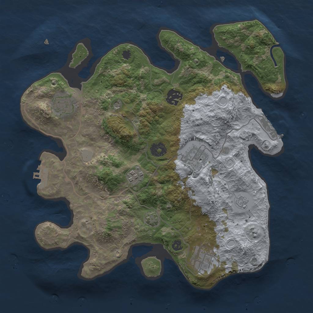 Rust Map: Procedural Map, Size: 3000, Seed: 45454, 13 Monuments