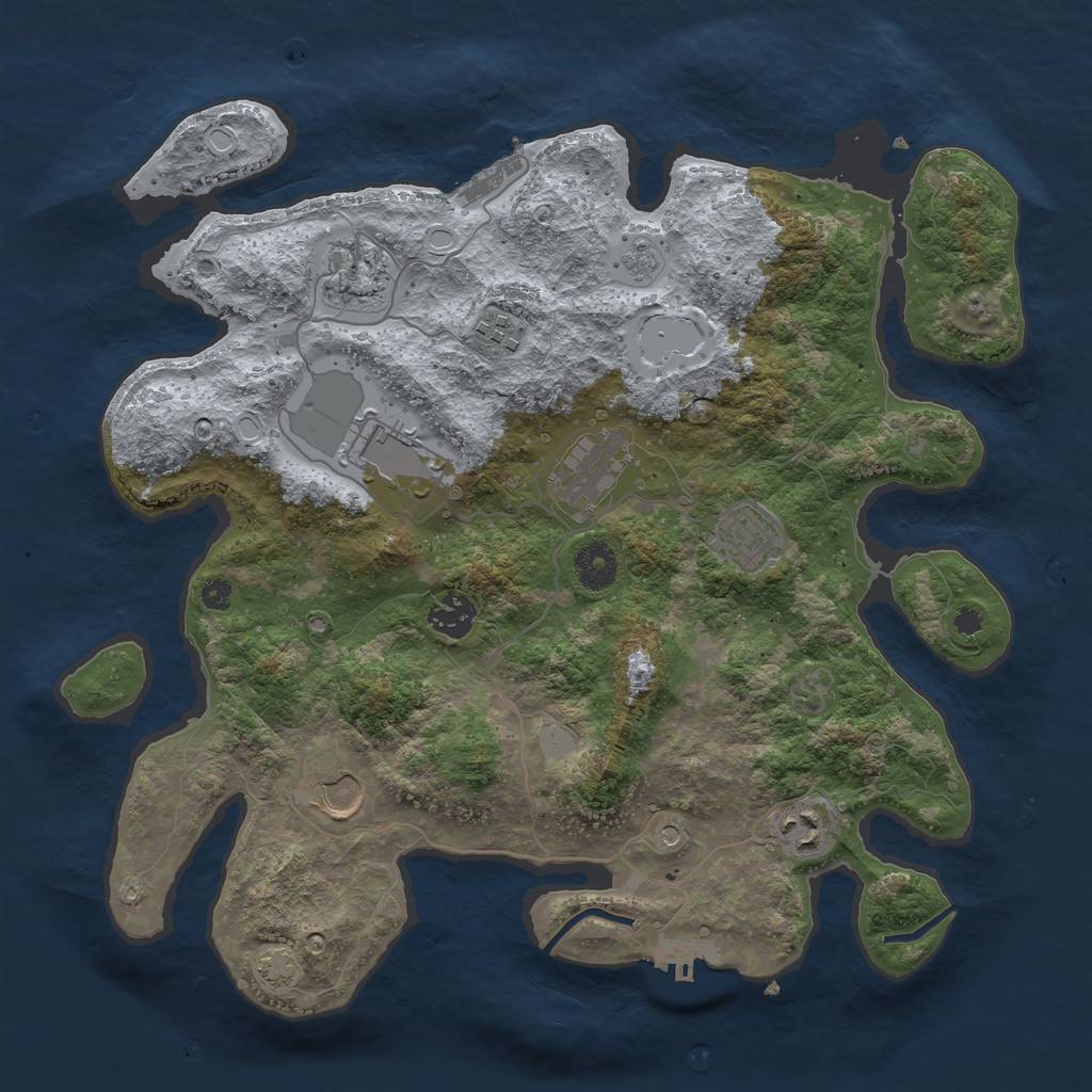 Rust Map: Procedural Map, Size: 3600, Seed: 92713058, 16 Monuments