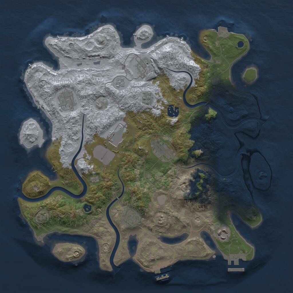 Rust Map: Procedural Map, Size: 3600, Seed: 97163816, 14 Monuments