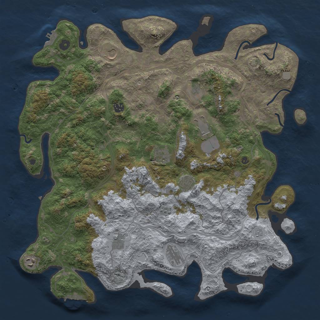 Rust Map: Procedural Map, Size: 4500, Seed: 11834661, 18 Monuments