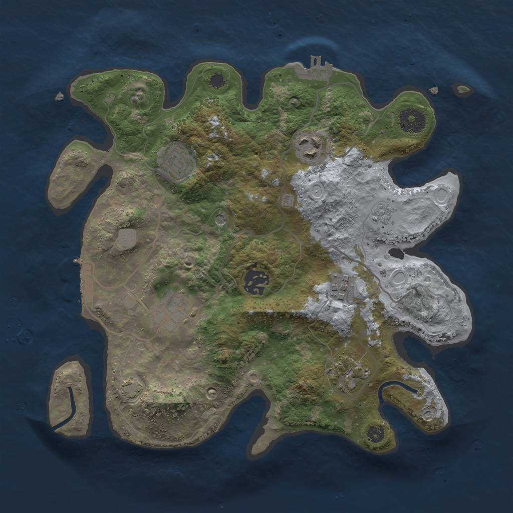 Rust Map: Procedural Map, Size: 3000, Seed: 1933878011, 14 Monuments