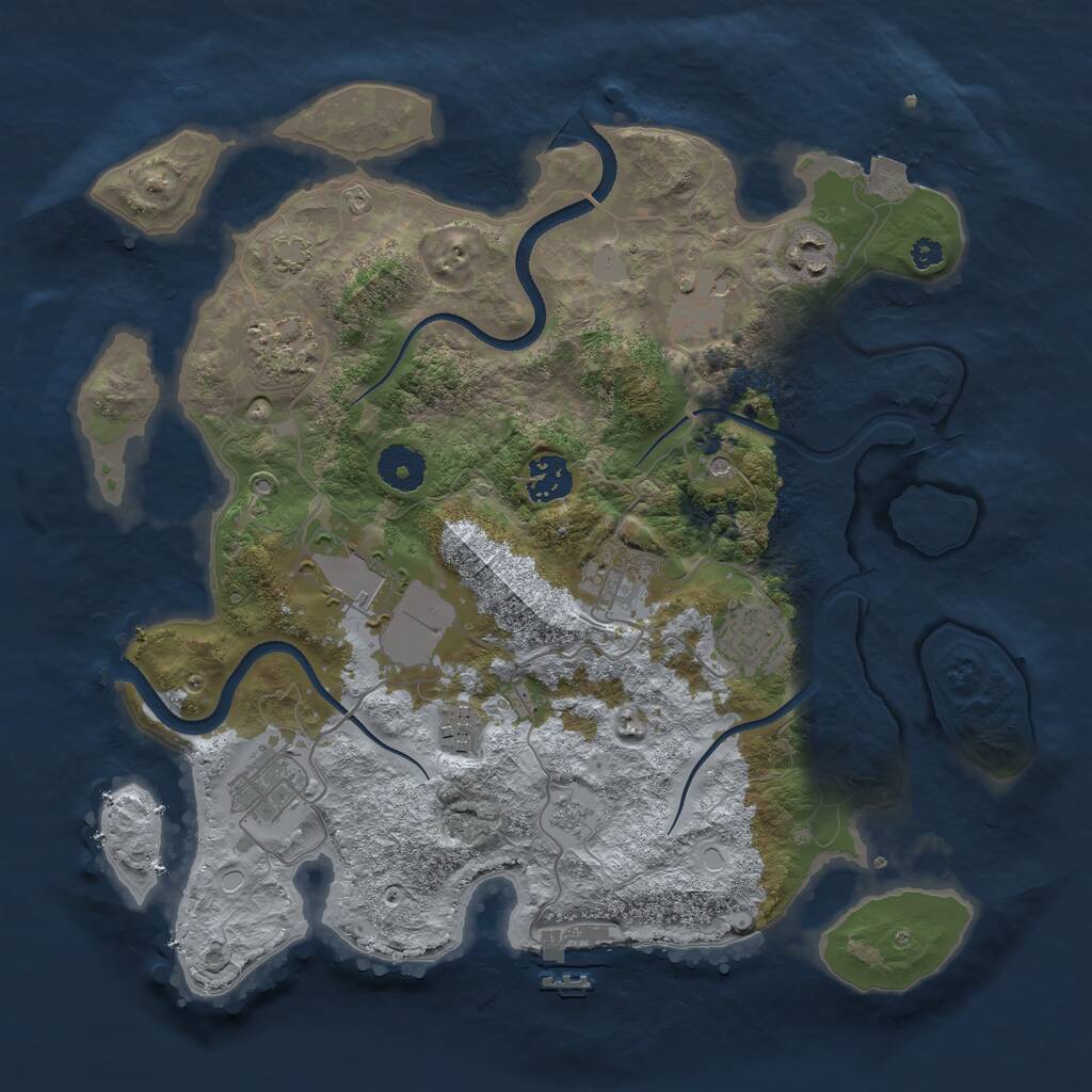 Rust Map: Procedural Map, Size: 3500, Seed: 2139582694, 14 Monuments