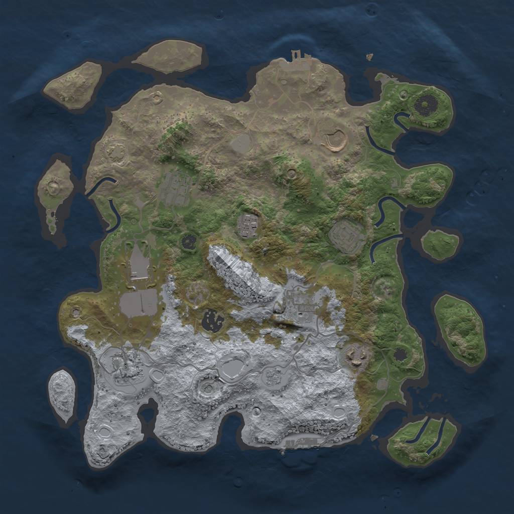 Rust Map: Procedural Map, Size: 3500, Seed: 2139582694, 17 Monuments