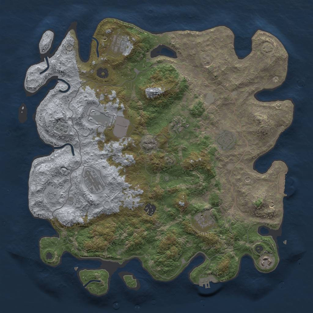 Rust Map: Procedural Map, Size: 4000, Seed: 200735920, 17 Monuments