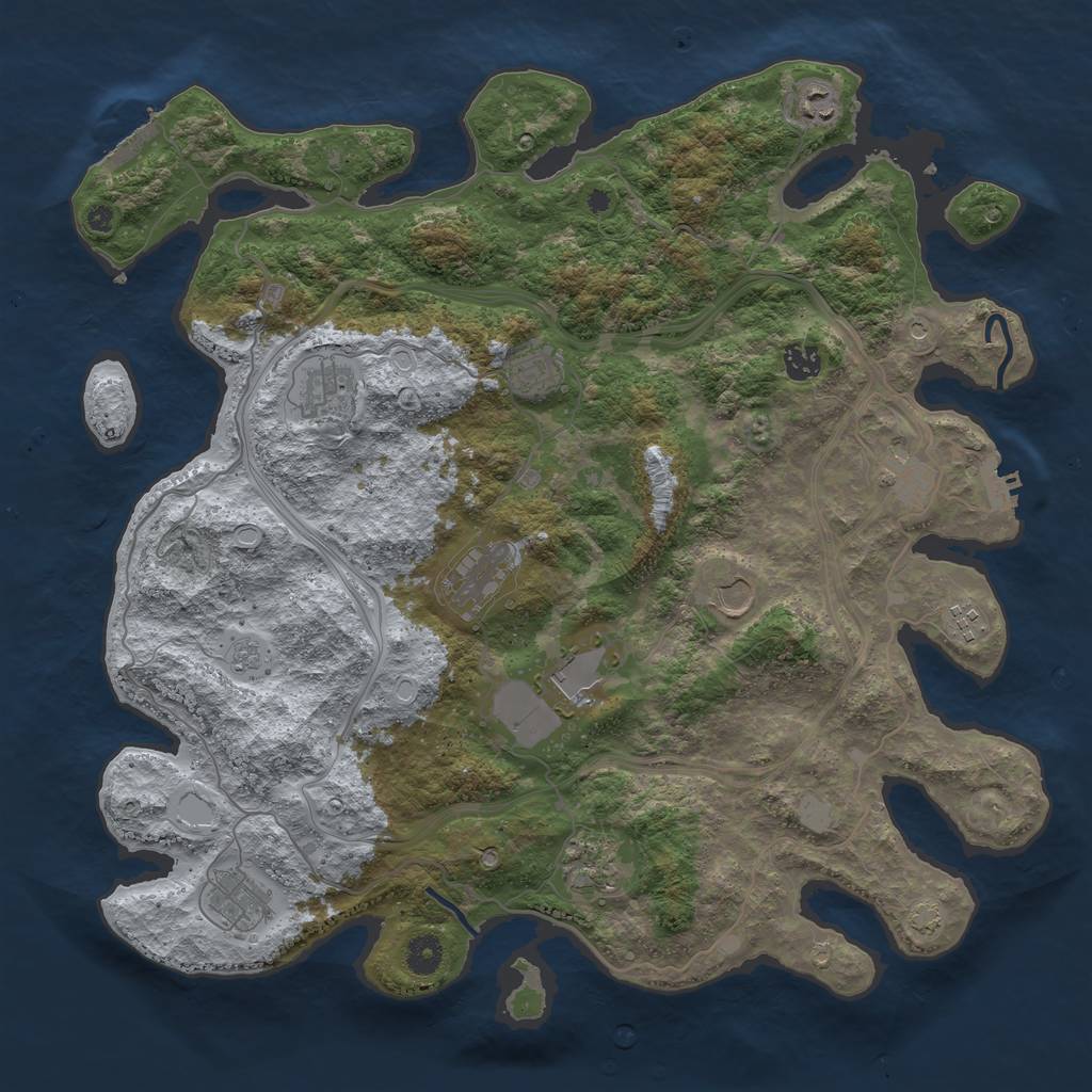 Rust Map: Procedural Map, Size: 4250, Seed: 1350766772, 19 Monuments