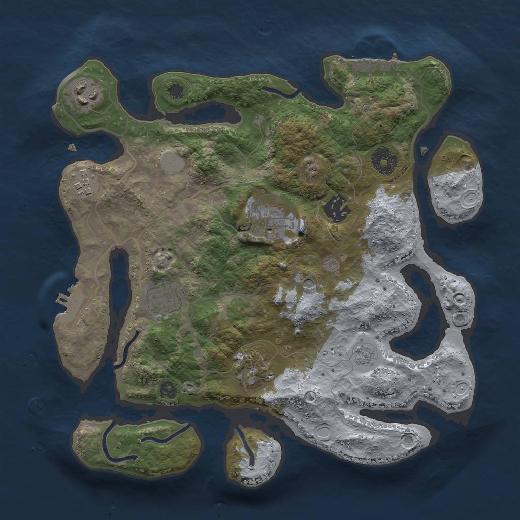 Rust Map: Procedural Map, Size: 3000, Seed: 1611354285, 13 Monuments