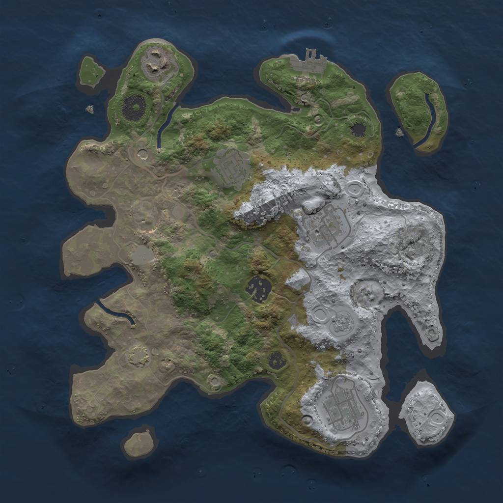 Rust Map: Procedural Map, Size: 3000, Seed: 29983, 12 Monuments