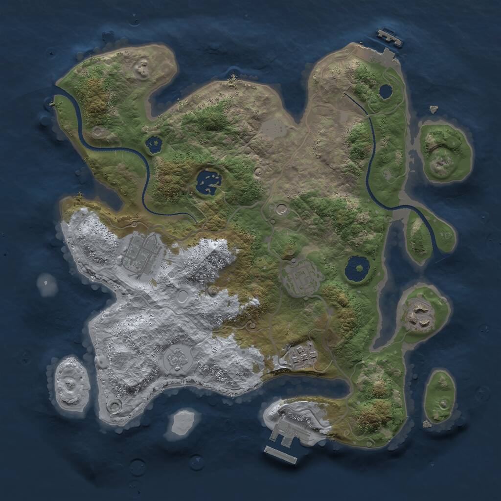 Rust Map: Procedural Map, Size: 3000, Seed: 22810, 10 Monuments