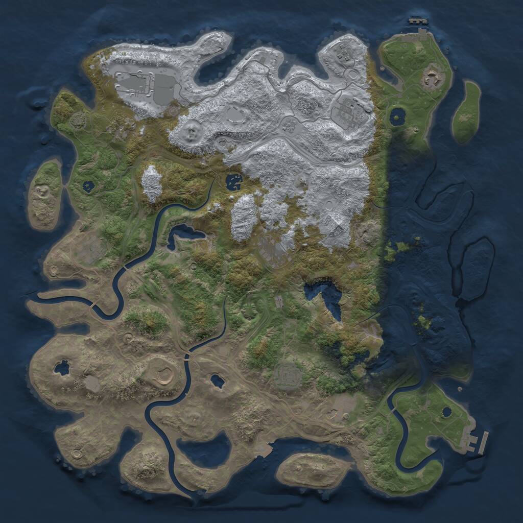 Rust Map: Procedural Map, Size: 4500, Seed: 360643080, 17 Monuments