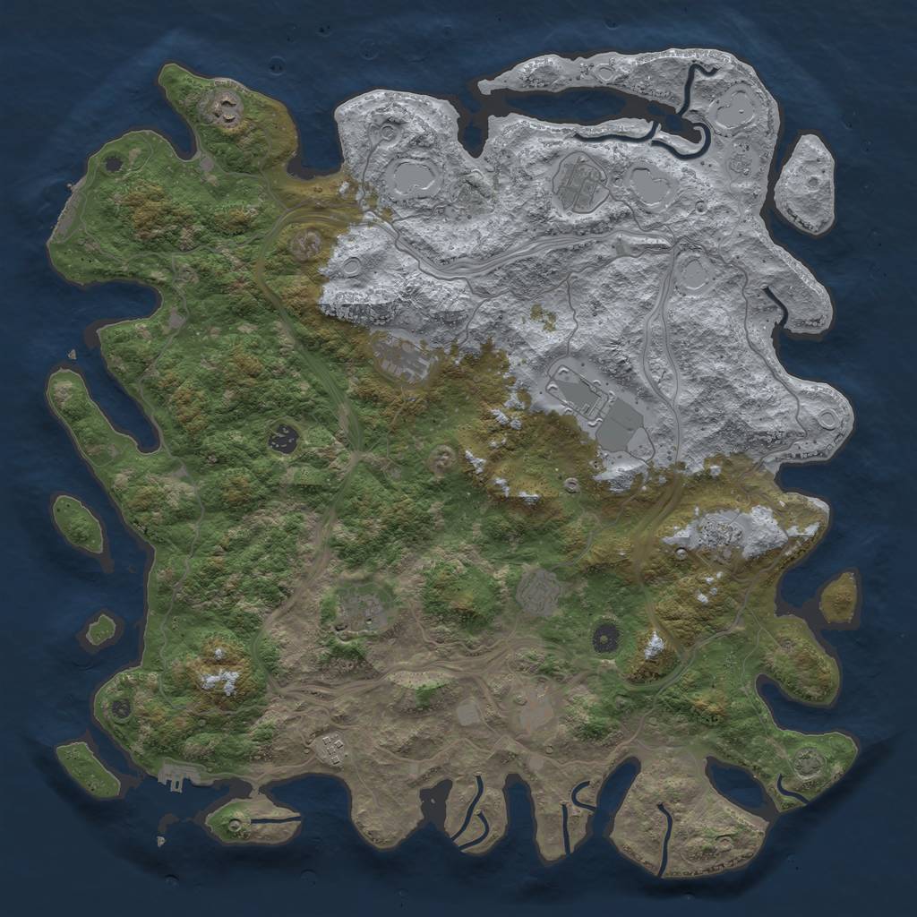 Rust Map: Procedural Map, Size: 4800, Seed: 1491522591, 18 Monuments