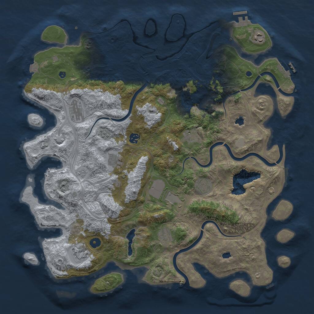 Rust Map: Procedural Map, Size: 4500, Seed: 3245245, 16 Monuments