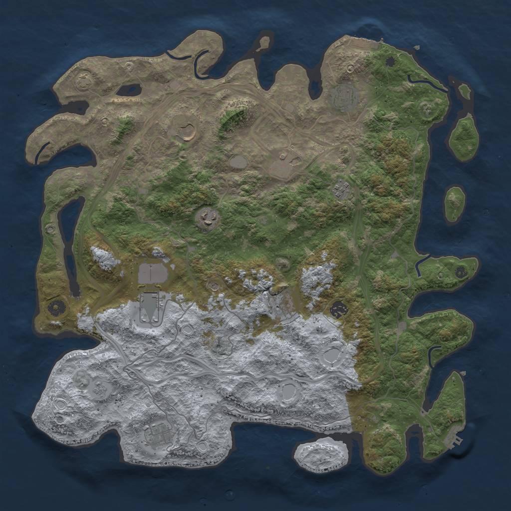Rust Map: Procedural Map, Size: 4500, Seed: 1431931730, 17 Monuments