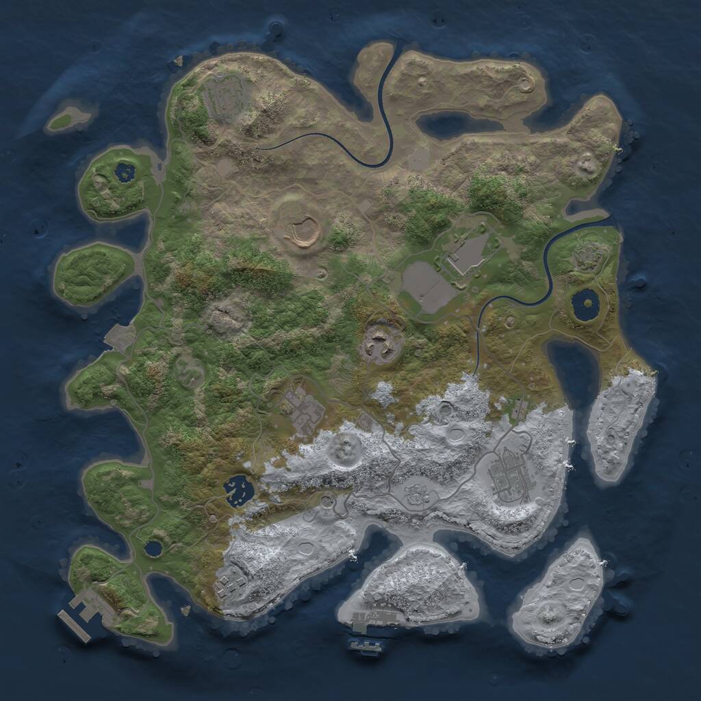 Rust Map: Procedural Map, Size: 3500, Seed: 1393159591, 14 Monuments
