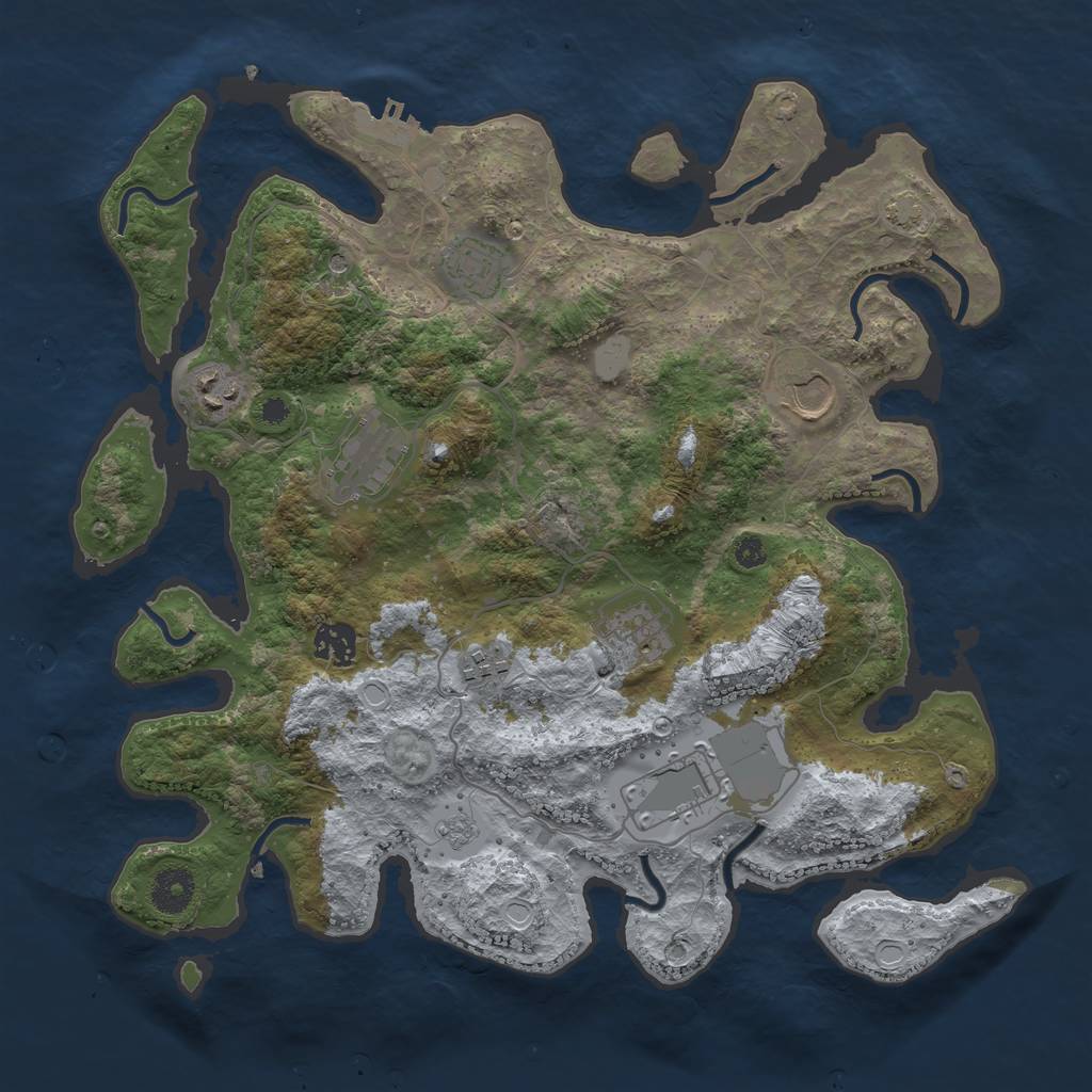 Rust Map: Procedural Map, Size: 3650, Seed: 42667690, 15 Monuments