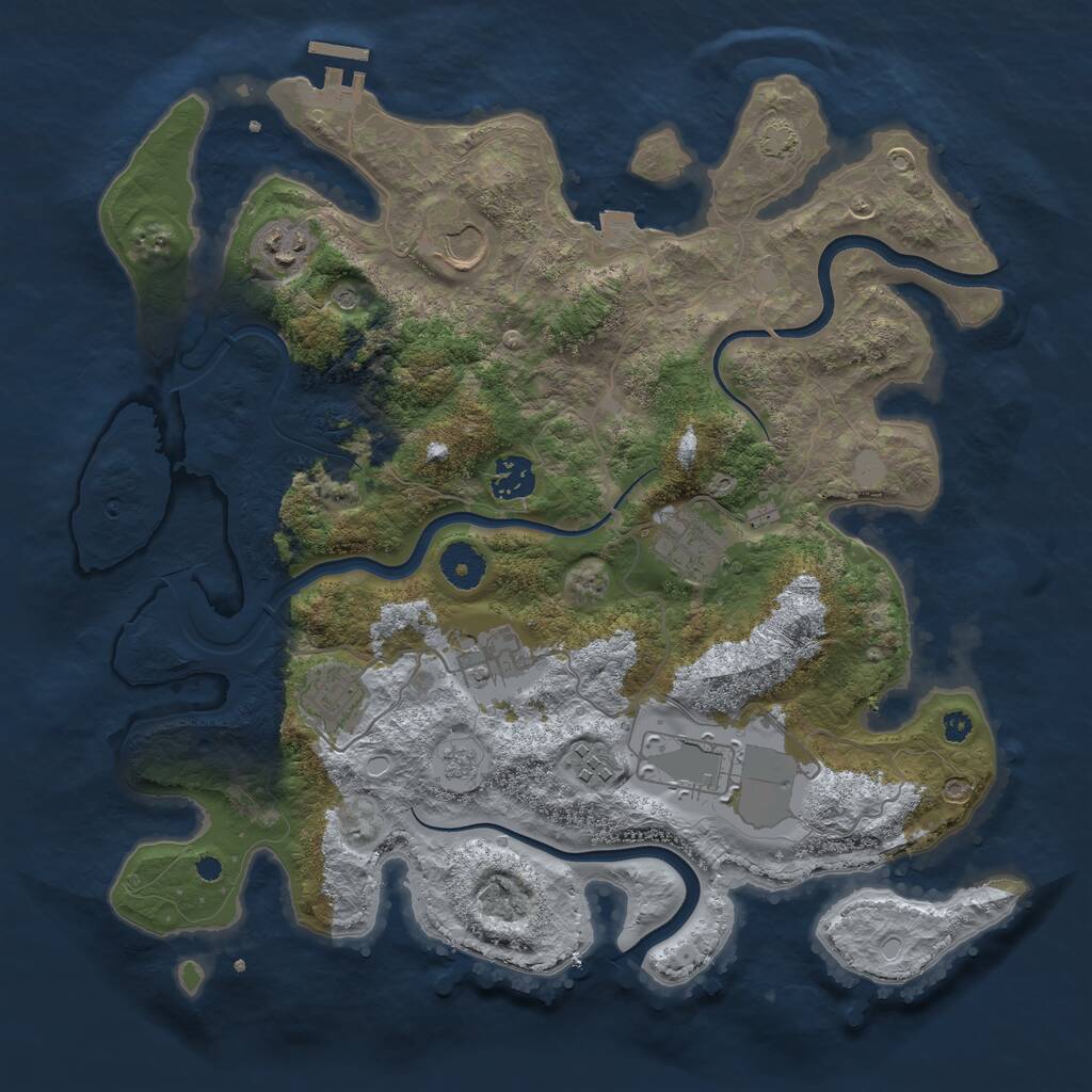 Rust Map: Procedural Map, Size: 3650, Seed: 42667690, 13 Monuments