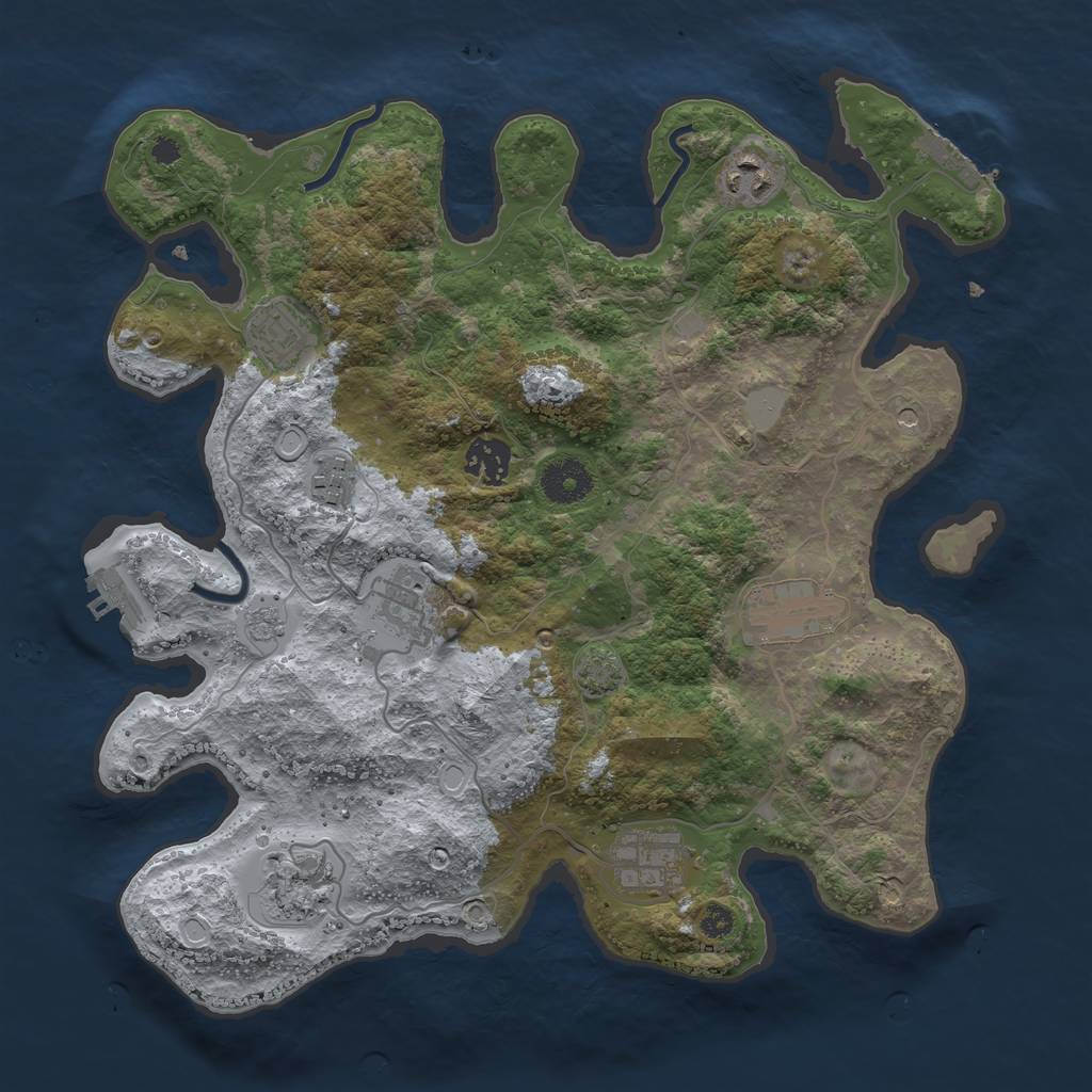 Rust Map: Procedural Map, Size: 3450, Seed: 27642043, 16 Monuments