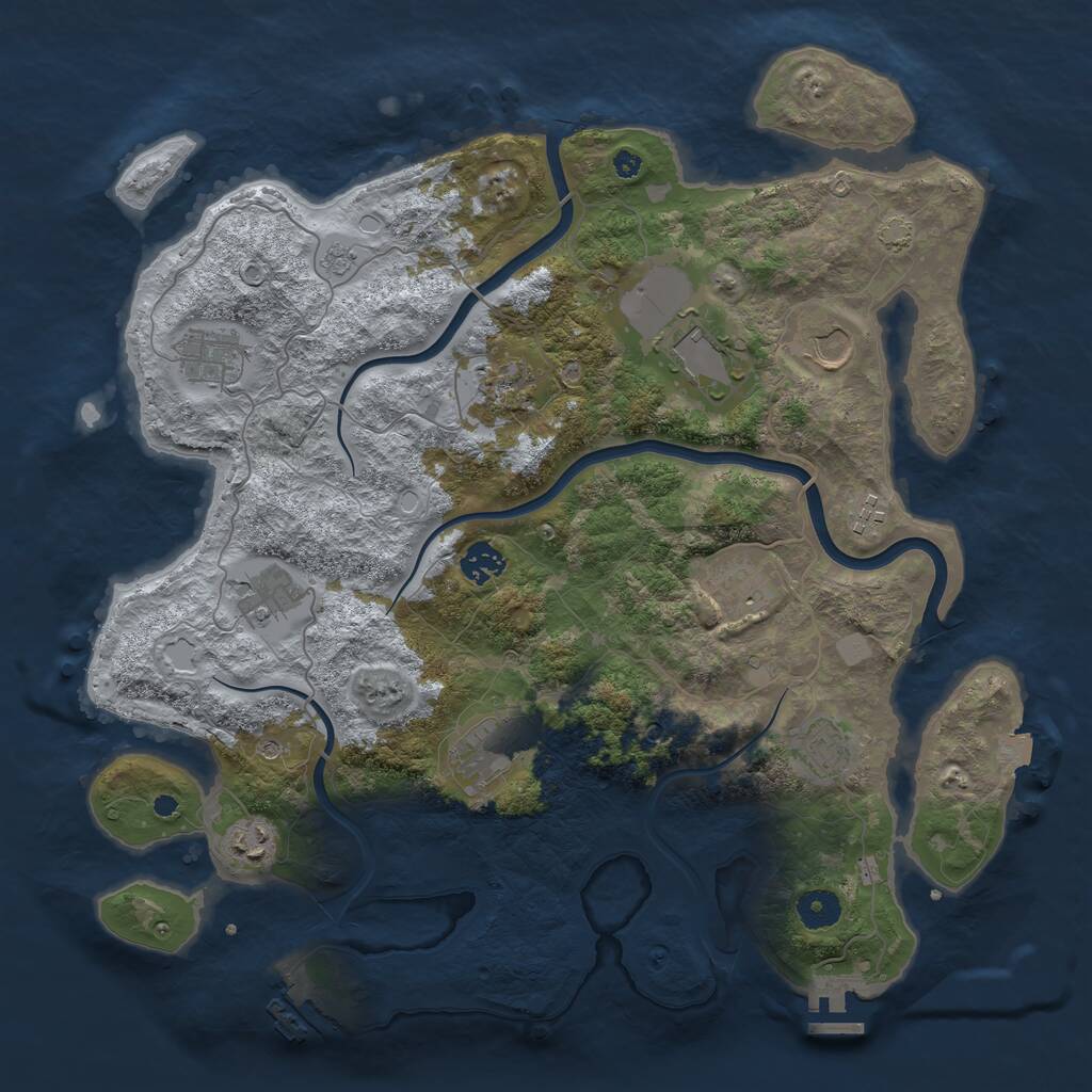 Rust Map: Procedural Map, Size: 3950, Seed: 90851194, 17 Monuments