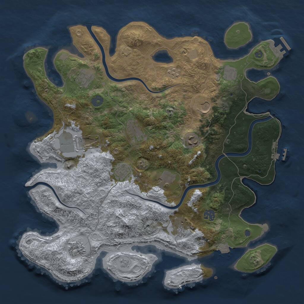 Rust Map: Procedural Map, Size: 3950, Seed: 21729760, 19 Monuments