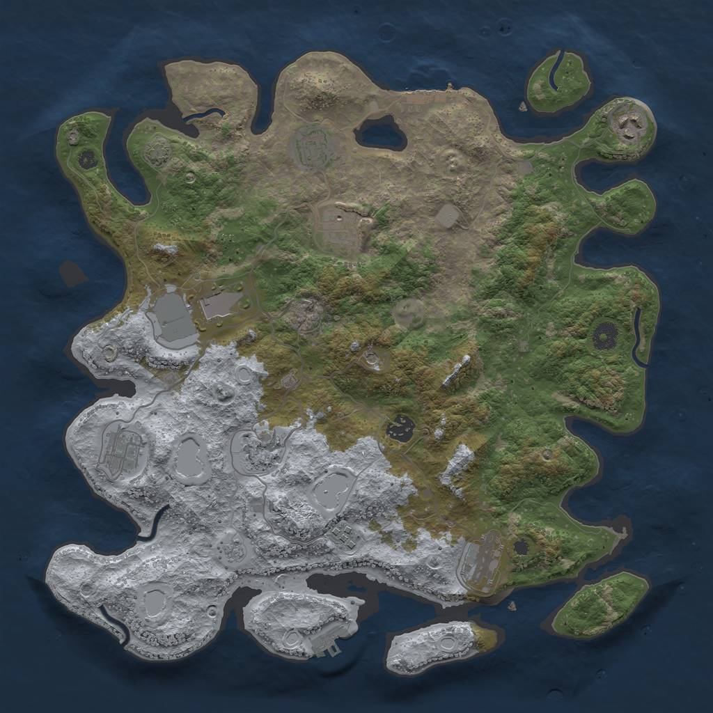Rust Map: Procedural Map, Size: 3950, Seed: 21729760, 17 Monuments