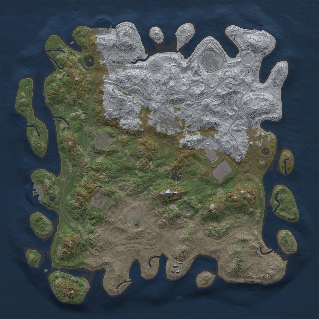 Rust Map: Procedural Map, Size: 4400, Seed: 666111, 17 Monuments