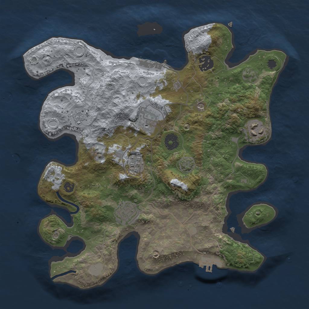 Rust Map: Procedural Map, Size: 3000, Seed: 57937876, 13 Monuments