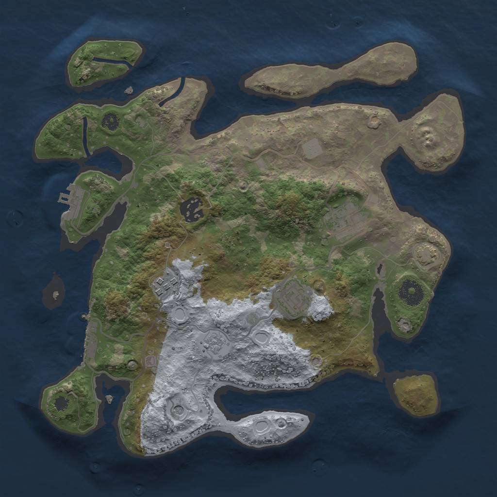 Rust Map: Procedural Map, Size: 3000, Seed: 22262, 12 Monuments