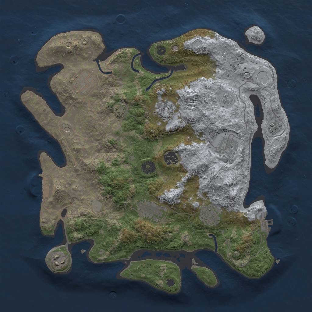 Rust Map: Procedural Map, Size: 3450, Seed: 24786633, 16 Monuments