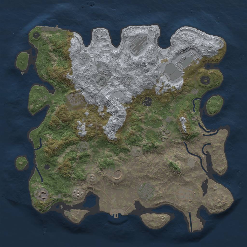 Rust Map: Procedural Map, Size: 3850, Seed: 35376699, 18 Monuments