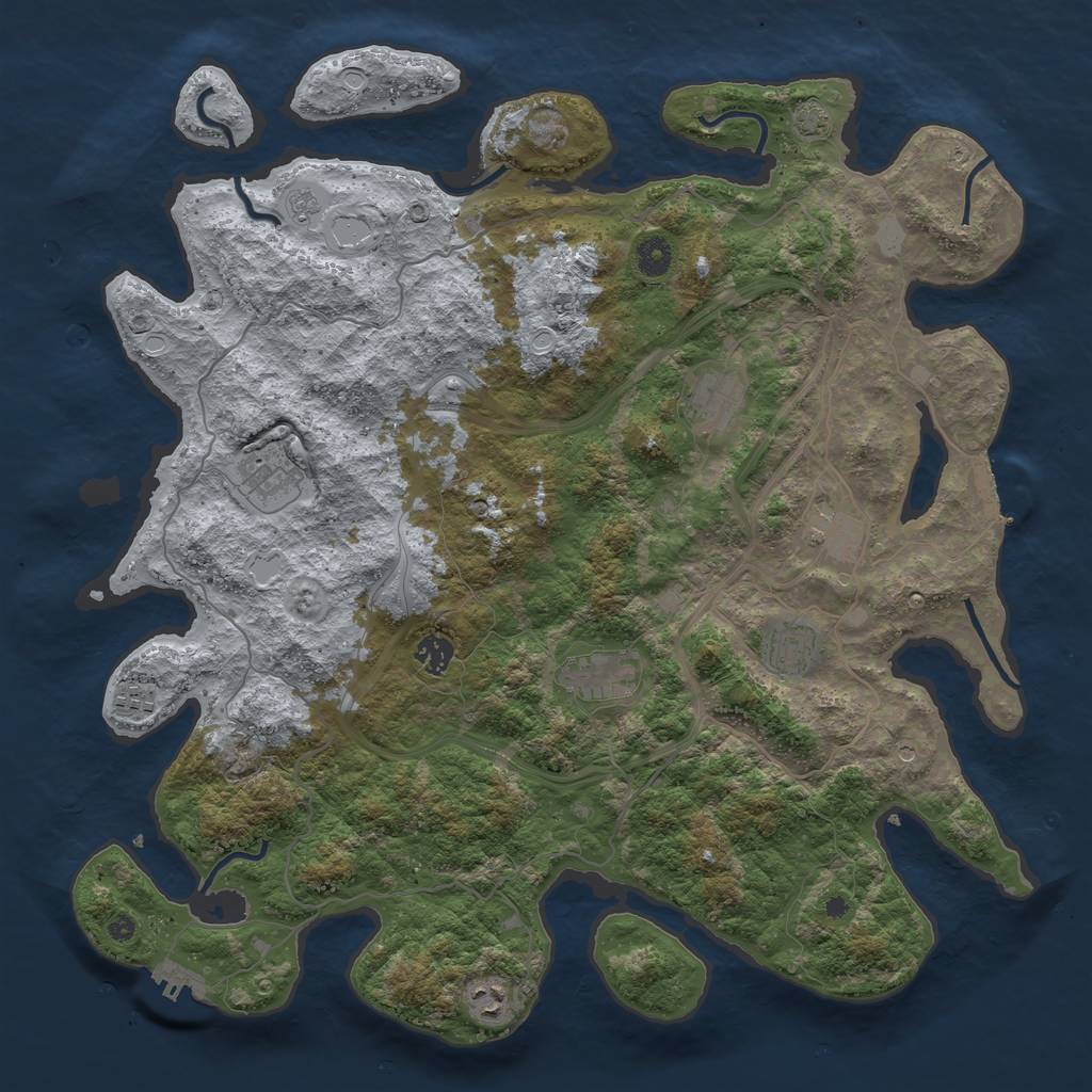 Rust Map: Procedural Map, Size: 4300, Seed: 50607869, 16 Monuments