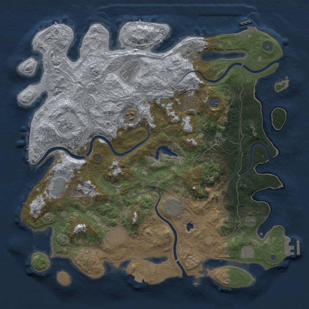 Rust Map: Procedural Map, Size: 4400, Seed: 1515178, 18 Monuments