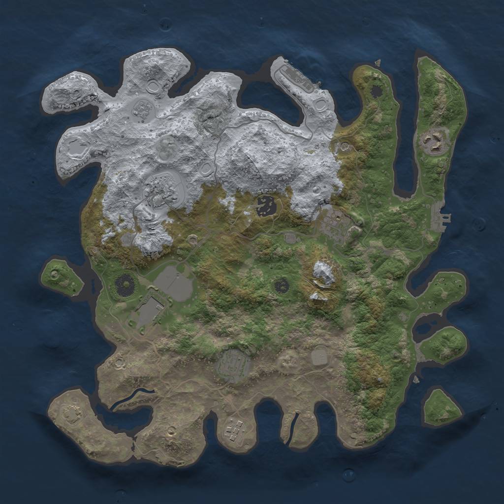 Rust Map: Procedural Map, Size: 3550, Seed: 96874423, 15 Monuments