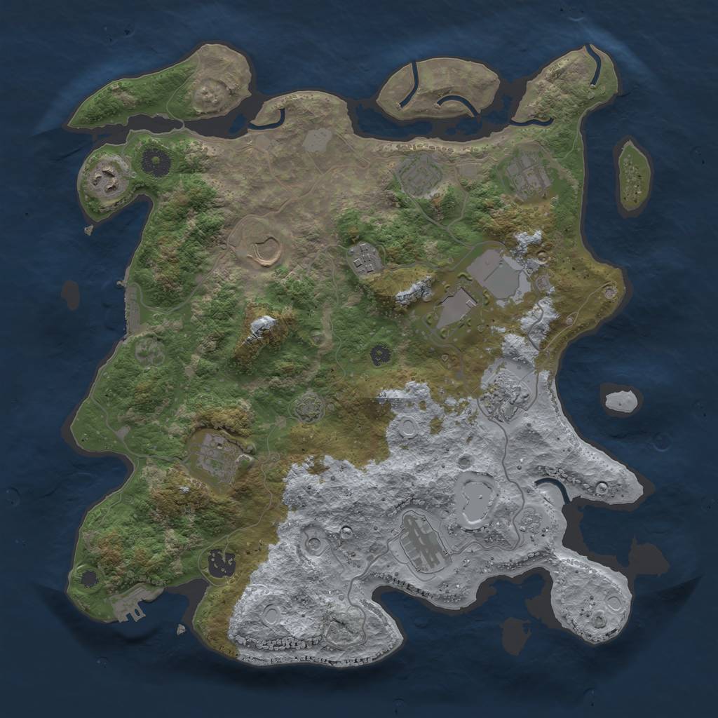 Rust Map: Procedural Map, Size: 3700, Seed: 32688968, 18 Monuments