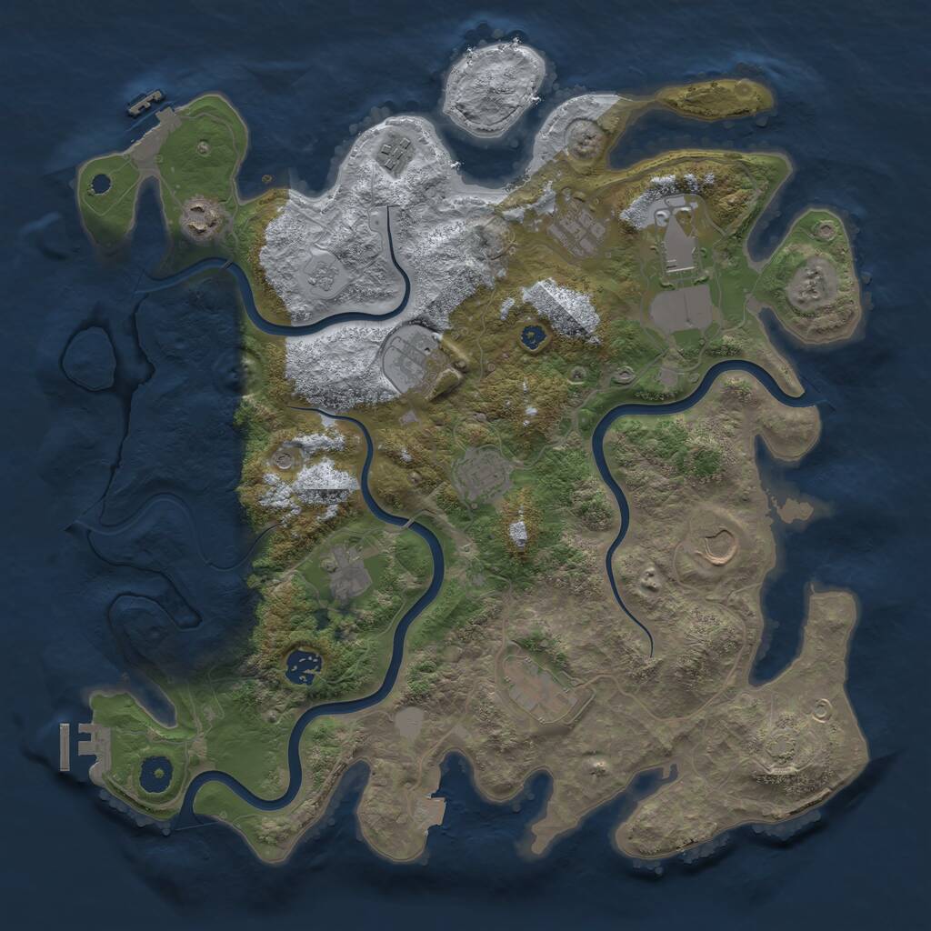 Rust Map: Procedural Map, Size: 3950, Seed: 78198864, 16 Monuments