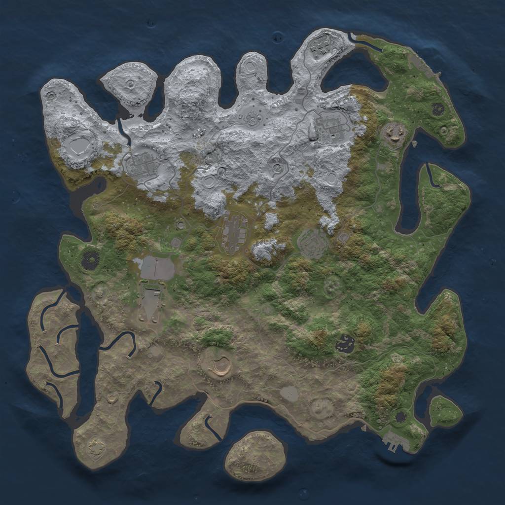 Rust Map: Procedural Map, Size: 3950, Seed: 96544542, 17 Monuments
