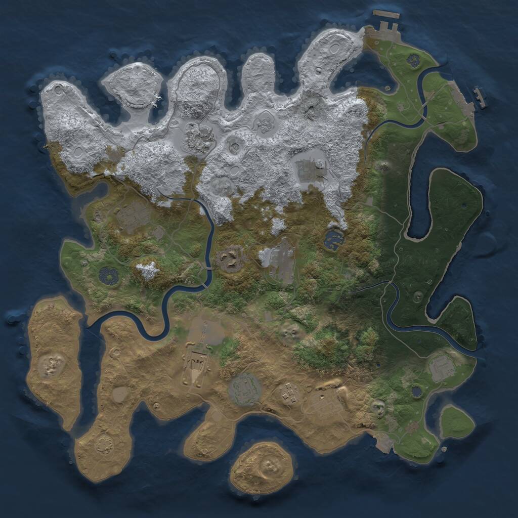 Rust Map: Procedural Map, Size: 3950, Seed: 96544542, 18 Monuments