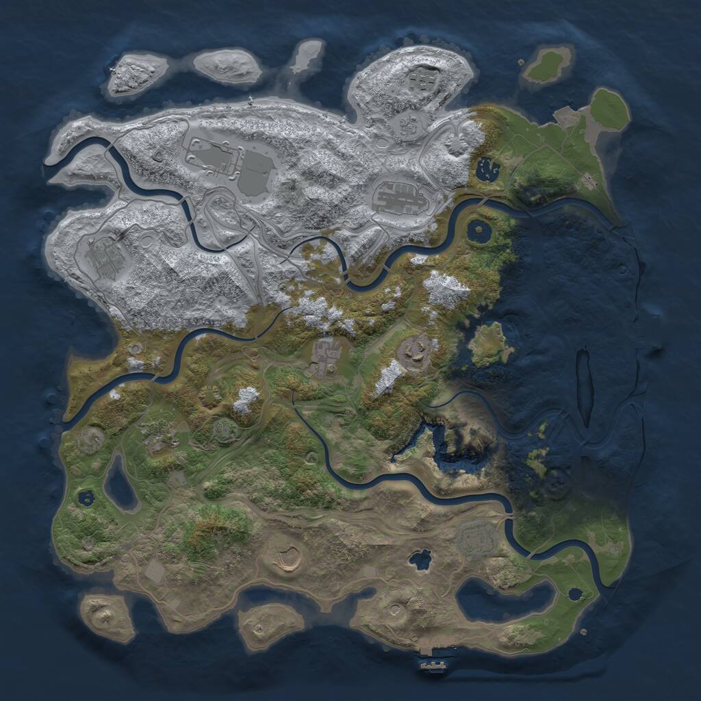 Rust Map: Procedural Map, Size: 4300, Seed: 93748671, 16 Monuments
