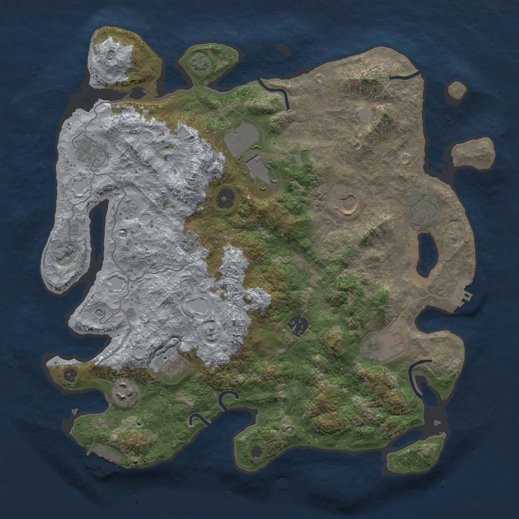 Rust Map: Procedural Map, Size: 3950, Seed: 44001155, 17 Monuments