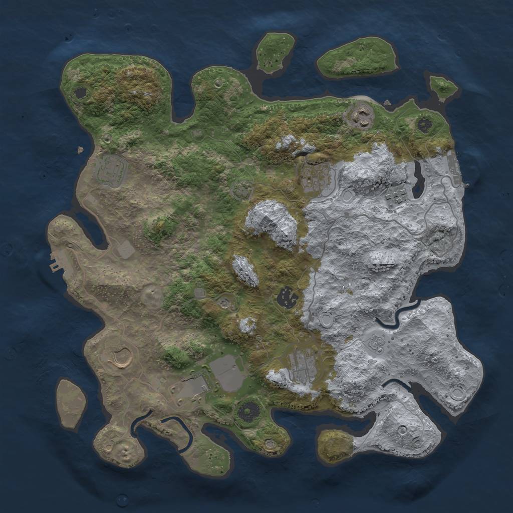 Rust Map: Procedural Map, Size: 3700, Seed: 80166864, 16 Monuments